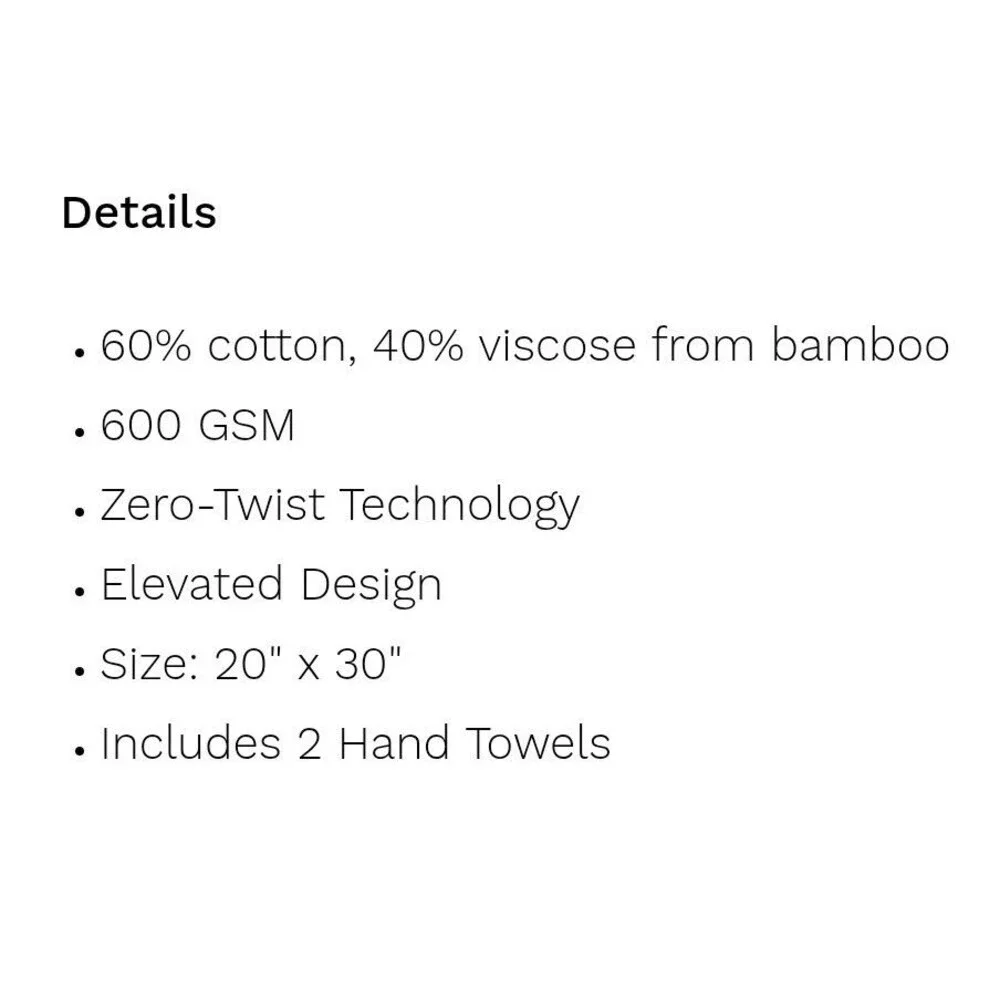 NWT Cozy Earth Luxe Hand Towels White (SET OF 2) 20